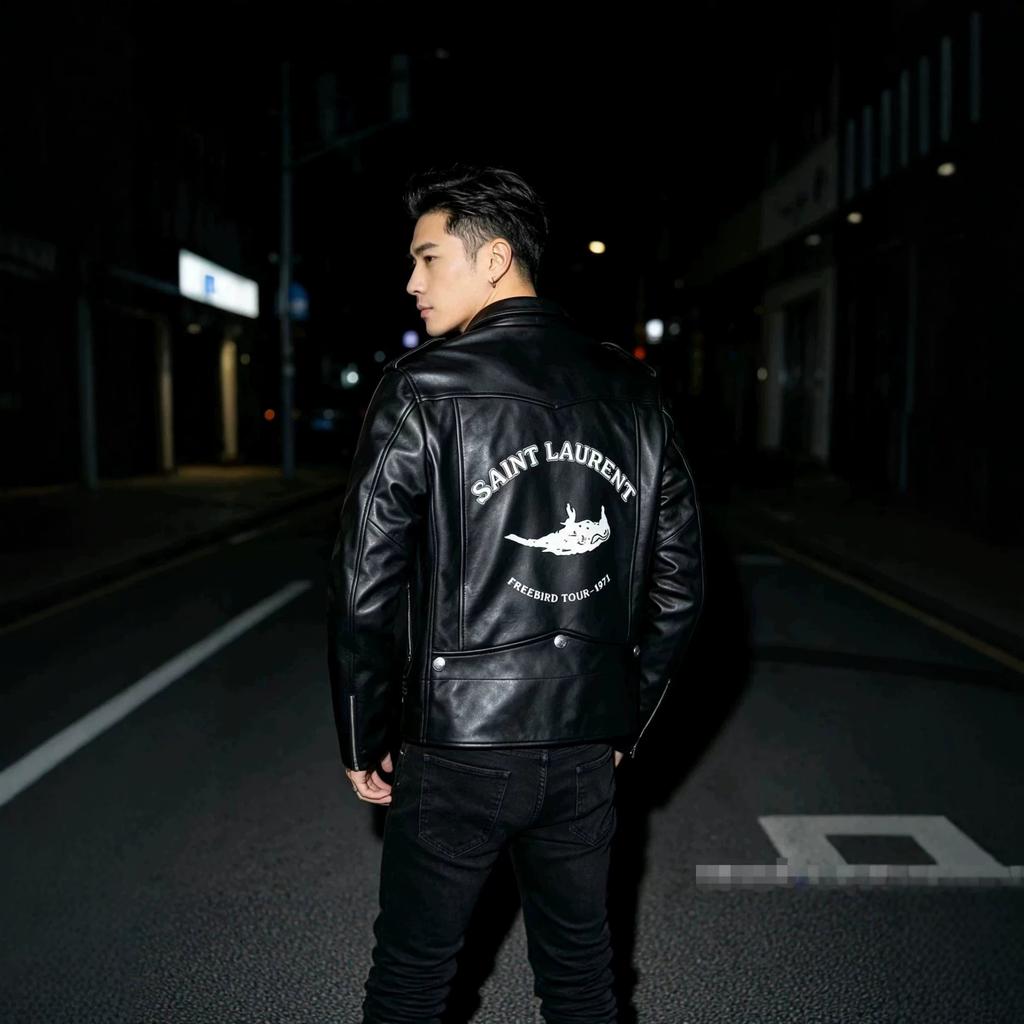 European size leather jacket men's thick autumn and winter coat men's new slim fit European and American trendy washing casual
