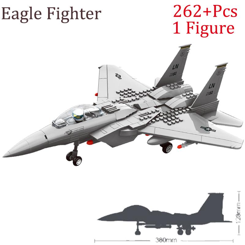 Military Carrier Aircraft Gunship Eagle Stealth Fighter Building Block Sets Classic War Airplane Bricks Kid Educational Toy