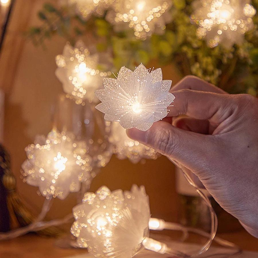 3M LED Fiber Optic Fairy Light Battery-operated Garland Christmas Decoration Party New Year's Decor Artificial Flowers Festoon