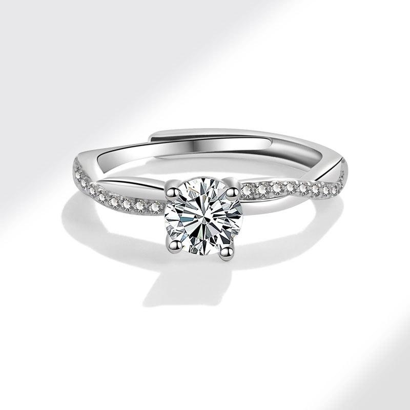 Women Moissanite Ring Love Intertwined Twisted Vine Design Diamond Ring Elegant Jewelry Gift For Her Anniversary
