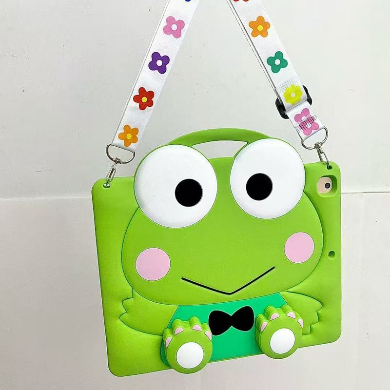 Sanrio 3D Cartoon Frog Fish Bracket Silicone Tablet Case For IPad A16 Air 2 3 4 5 6 10.9 Mini 6 7 Pro 11 9 8 7 10 11 12th 2026 Generation Case