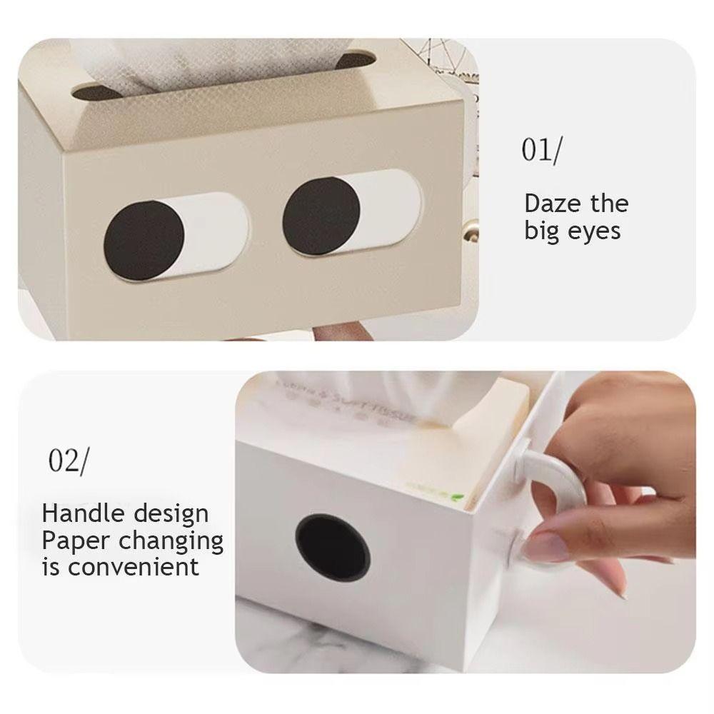 Rectangle Shape Cartoon Tissue Box Big Eyes Decorative Facial Tissue Dispenser Smooth Funny Expression Napkin Container