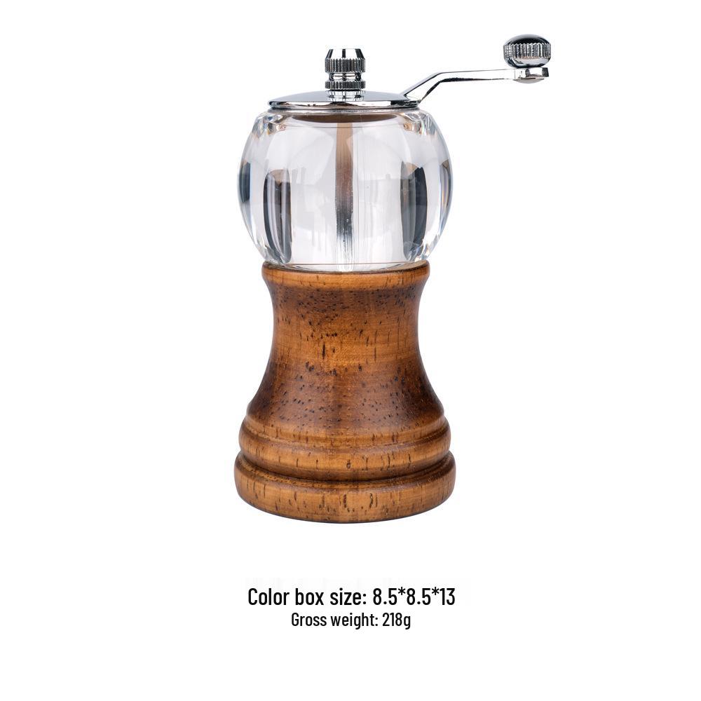 Hand-Cranked Solid Wood & Acrylic Pepper Grinder for Kitchen & Restaurant