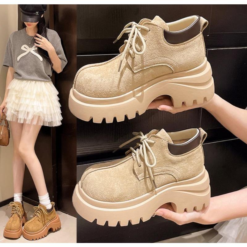 Fashion Platform Women Ankle Chelsea Boots Designer Lace Up Autumn Gothic Short Boot 2025Fashion Women's Thick Heel Increased Punk Shoes