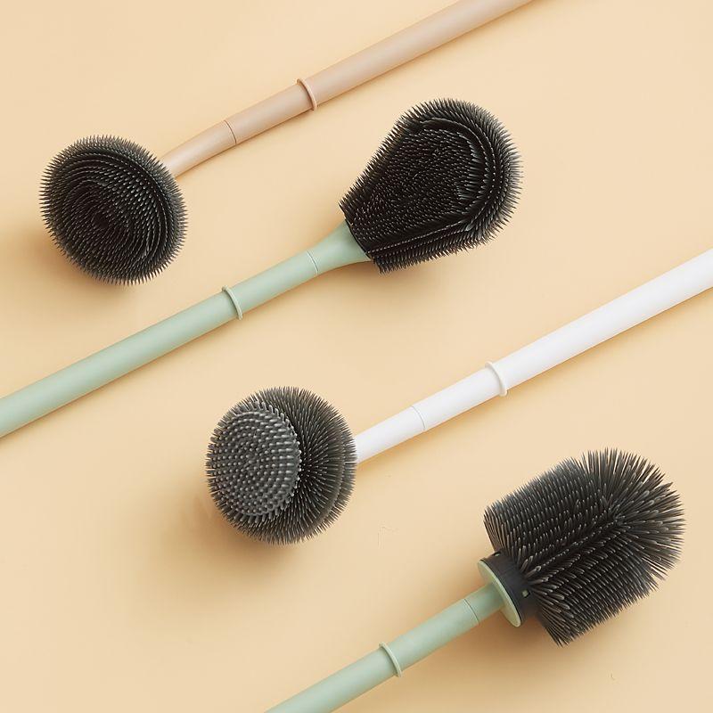 Toilet Brush with Base No Dead Corners Household Bathroom Cleaning Brush Long Handle Toilet Brush Wall Mounted Toilet Brush