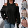 2025 Women's Casual Solid Off-Shoulder Knit Top - European/American Autumn & Winter Fashion