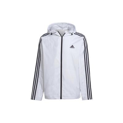 Adidas Giacca Felpa con Cappuccio e Zip Uomo Capispalla Bianco con Logo a Tre Strisce Tinta Unita IB0382