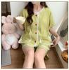 2026 Women's Summer Pajamas: Cloud Cotton Built-in Bra, Short Sleeve Cardigan, Teen Girls' Loungewear Set