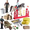 Oenux Farm Model Rider House Horse Stable Equestrian Fencing Action Figures Animals Set Figurine Early Education Kid Toy Gift