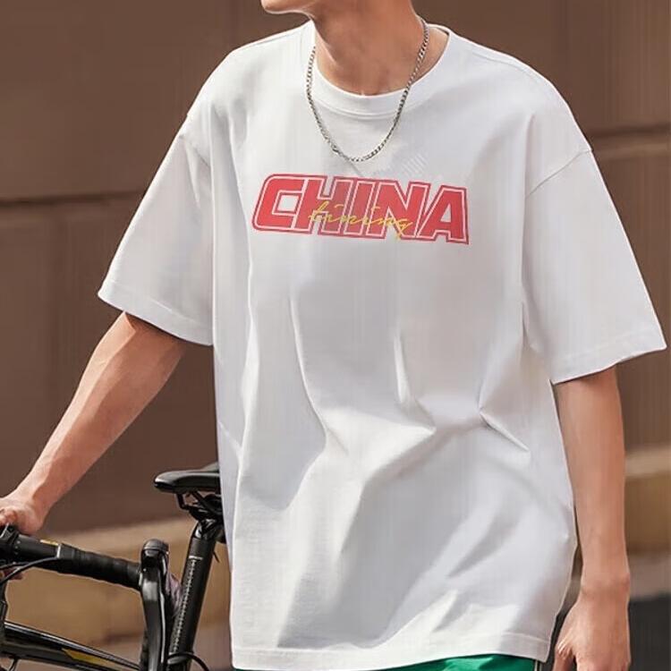 Li Ning SS23 Letter Print Round Neck Lightweight Running Fitness Short Sleeve T-Shirt Unisex Tops YTST053-1