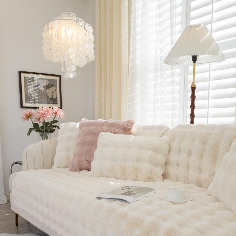 Rabbit Plush Sofa Covers Winter Warm Universal Sofa Towel Non-slip Sofa Mat Thick Sofa Cover Towel Slipcover for Living Room