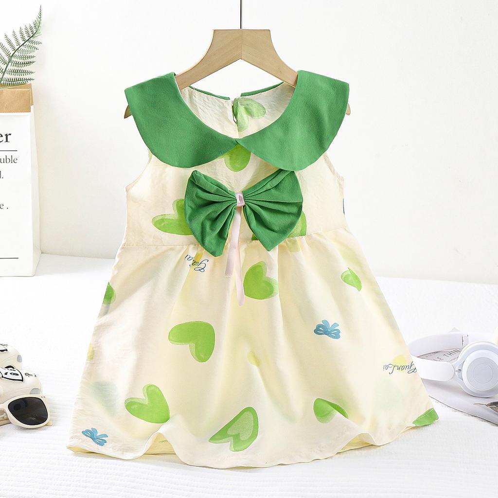 Infant Girls Cloud Cotton Printed Bow Knot Princess Dress Casual Daily Cute Party Dress for Baby Girls