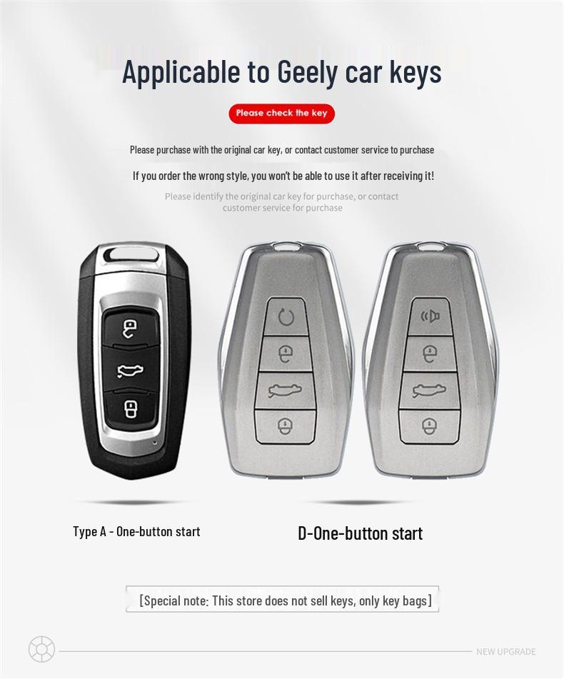 Geely Key Case for Panda Mini, Karting Knight, Emgrand GS, Vision X6, Endurance Bear, Boyue, Borui, and Buckle Models.