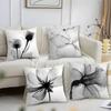 Vikama Black White Rose Cushion Cover X-Ray Floral Print Modern Luxury Sofa Pillow Cover Living Room Car Soft Home Decor