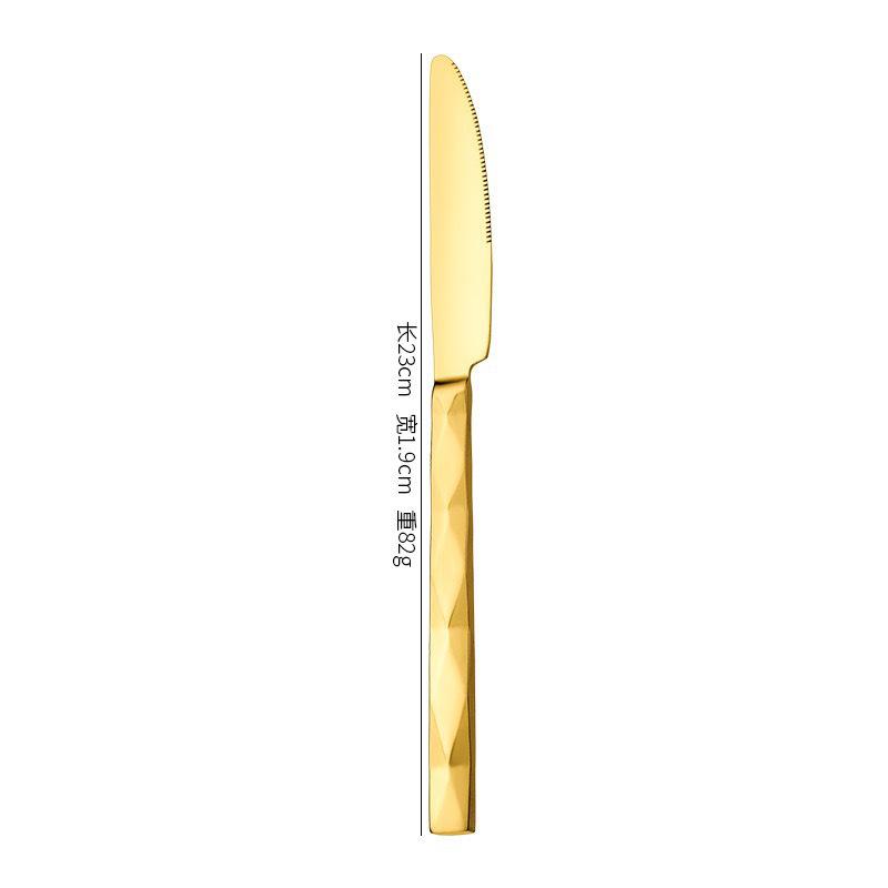 410 Stainless Steel Diamond Handle 5-Piece Tableware Set: Knife, Fork, Spoon for Steak/Western Food in Gift Box