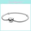 Stylish And Romantic Pandora Heart Clasp Charm Bracelet With Snake Chain And Box
