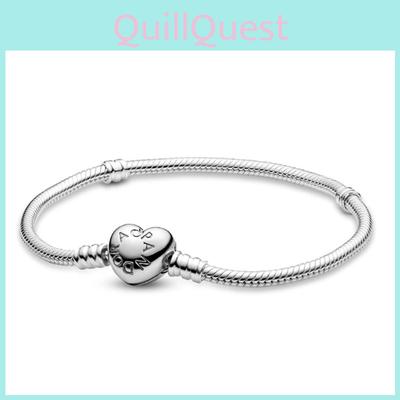 Stylish And Romantic Pandora Heart Clasp Charm Bracelet With Snake Chain And Box