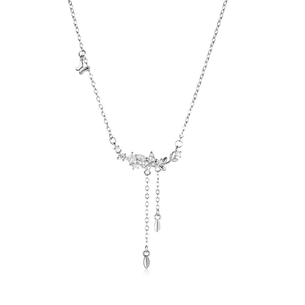 Hwajian Luxury Zircon Butterfly Tassel Necklace for Women - 2024 Elegant Clavicle Chain