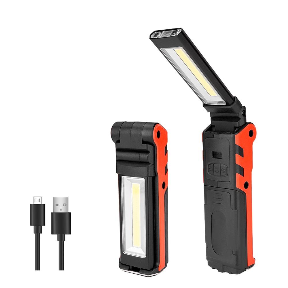Super Bright COB LED Working Light USB Rechargeable Dimmable Flashlight 18650 Battery with Magnetic &Hook