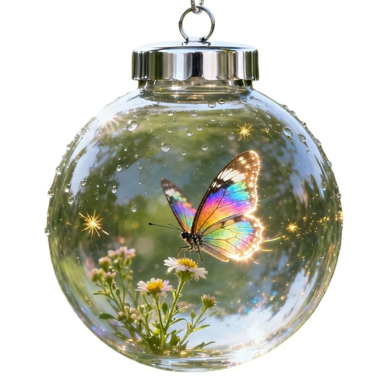 Nature Bird Pattern Clear Acrylic Round Ball Hanging Ornament Ideal For Christmas Collectibles And Interior Styling