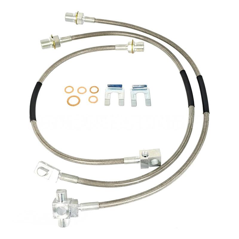 2PCS 24in Front Extended Stainless Steel Brake Lines 89340S For Chevy For GMC For Chevrolet C20/K10/K20 Pickup 1971-1987