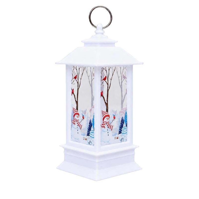 Christmas Party Lantern, Compact ABS Lighted Holiday Ornament for Mantel Tabletop Bookshelf and Shop Window Styling
