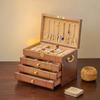 Extra Large Wooden Jewelry Organizer Vintage Jewelry Storage Box with Lock Home Luxury Necklace Rings Pendant Tray Cabinet Gifts