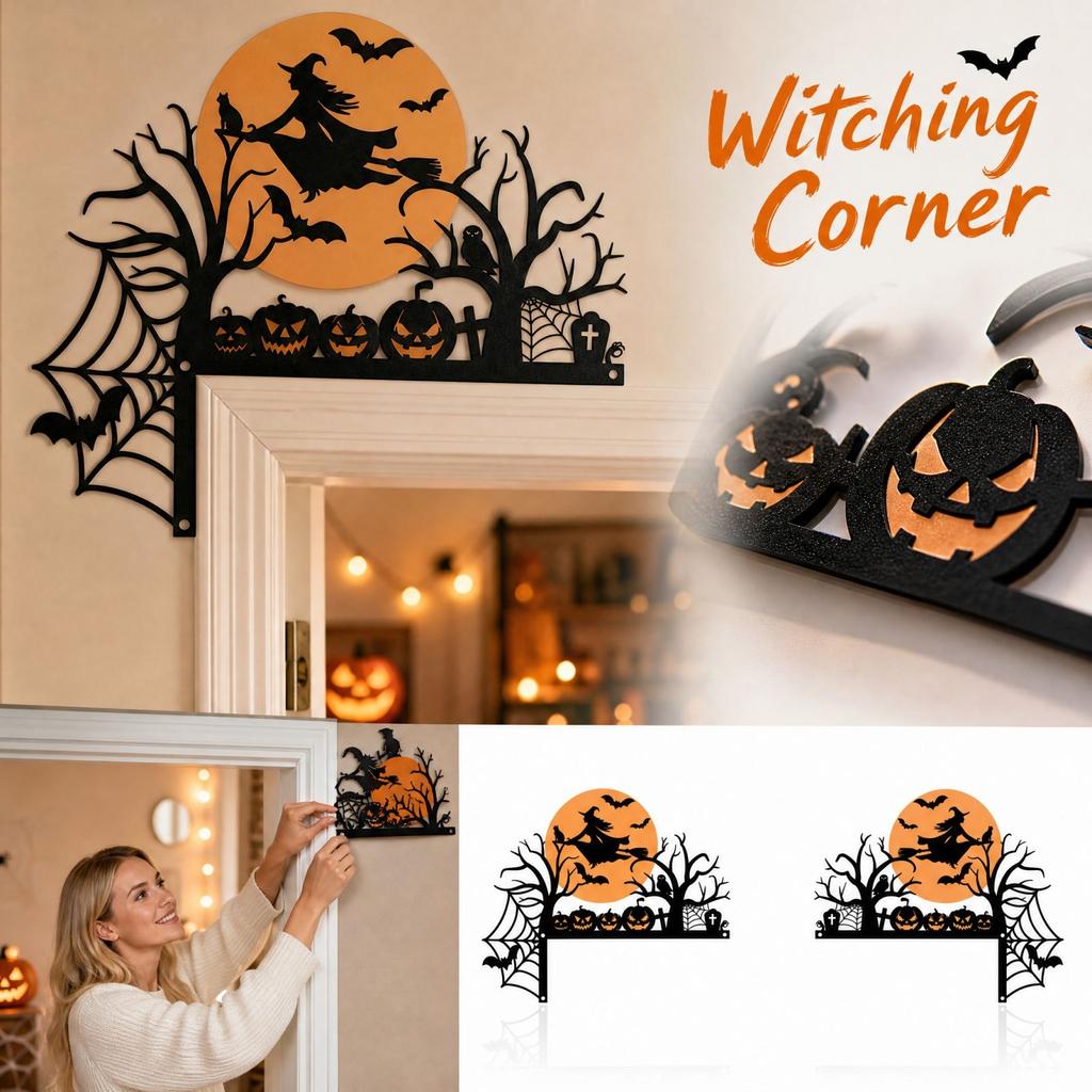 2D Acrylic Halloween Witch and Corner Decoration for Door or Table