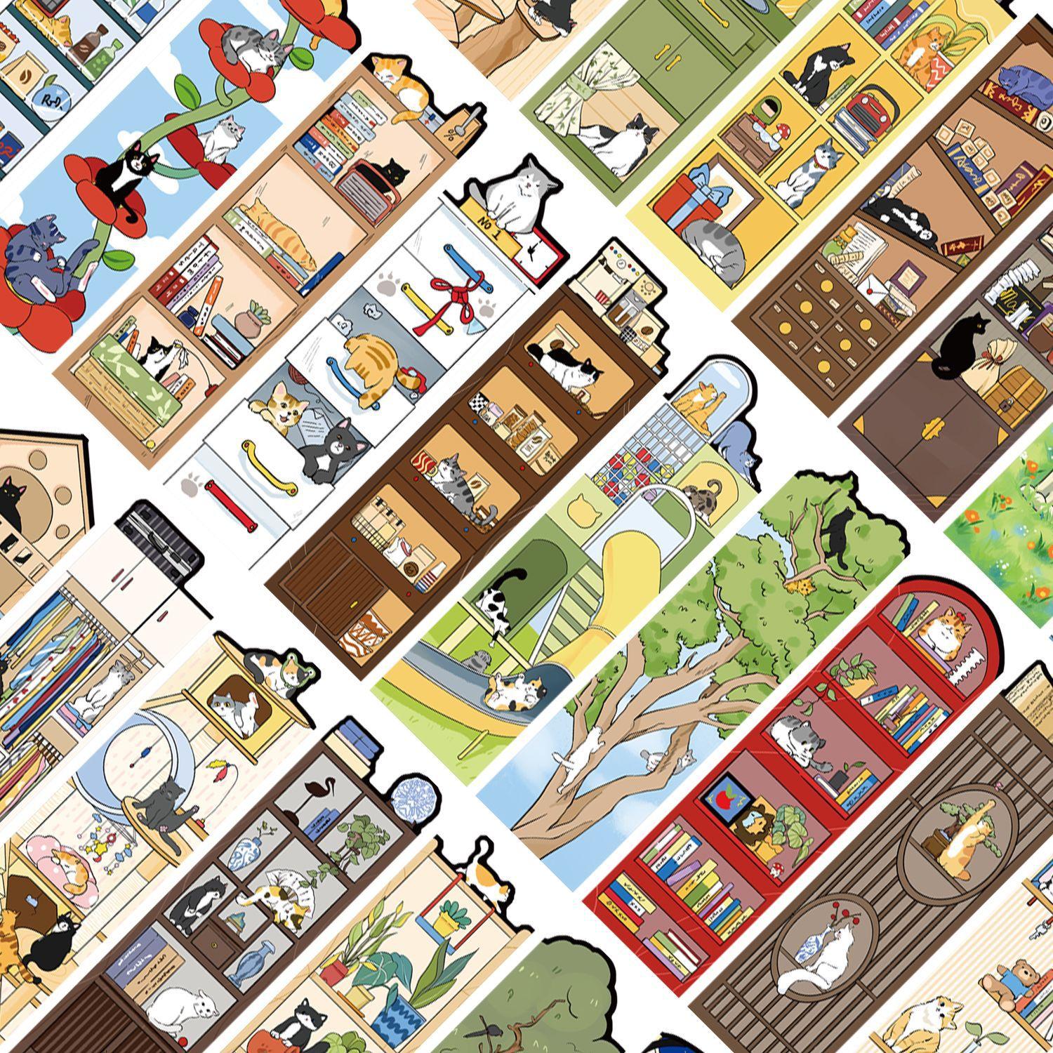 

30 шт. картонные закладки для книг «Жизнь кота» из мультфильмов «Сделай сам», креативные материалы для вечеринок, подарки для детей, сувениры для студенческих вечеринок