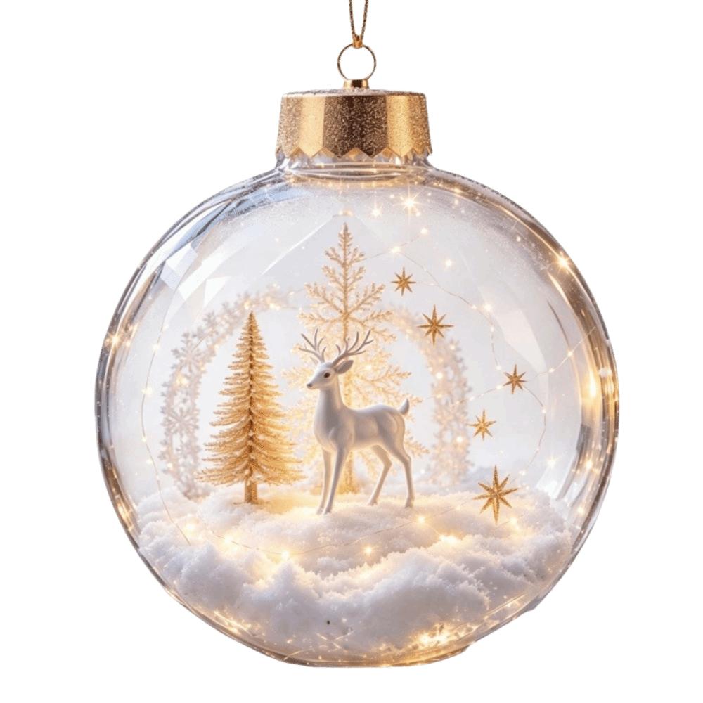 2D Flat Pattern Christmas Ball Ornament Shatterproof Hanging Light Up Ornament Pendant Window