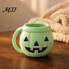 Cute Pumpkin Shape Organizer Halloween Ice Cream Cup with Spoon, Keeps Hands Warm Dessert 3D Printed Decor Cup, PLA Creative Sleeve for Home