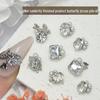 Elegant Nail Art: Pearl & Butterfly Inlaid Pigeon Egg with Zirconia and Rhinestones