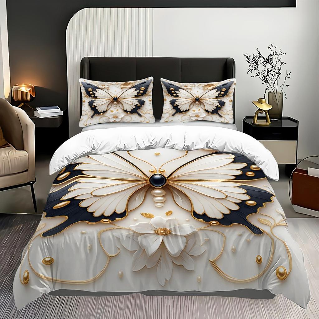Butterfly Duvet Cover Set for Adults 3D Printed Bedding Set, Soft Microfiber with Zipper Quilt Cover with Pillowcases 75*50cm