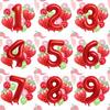 13pcs Strawberry Balloon Aluminum Foil Balloon Set with Polka Dot Latex Balloons for Birthday Party and Anniversary Decoration