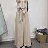 Cotton Pants High Waist Adjustable Knotted Commuter Wide Leg Trousers Casual Trousers Drape Trousers Women's Summer