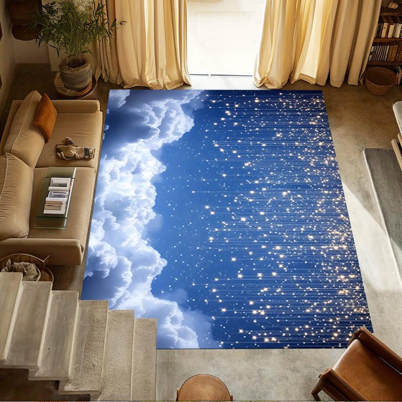 Clouds Stars Crystal Velvet Chair Mat Area Rug - Non-Slip, Floor Mat, Office Desk Chair Rugs, Bedroom Decor.Christmas Gift-1106118