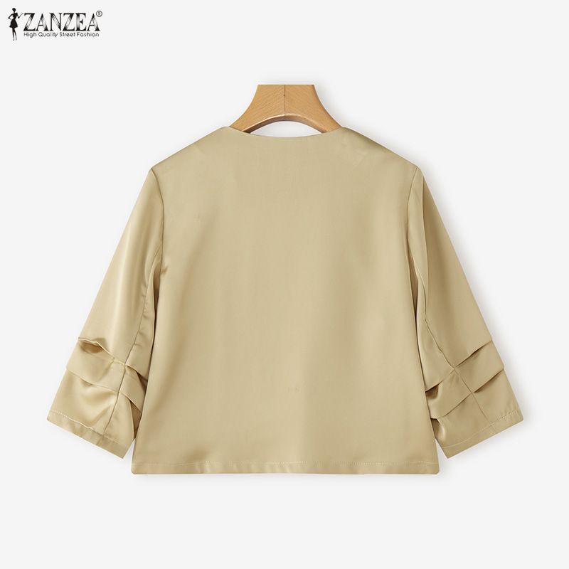 ZANZEA Damskie codzienne topy kardiganowe z dekoltem w serek i rękawem 3/4