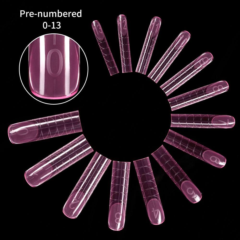140Pcs/box with Scale Quick Building Gel Mold Square Extended Nail Plate  French Manicure Tools