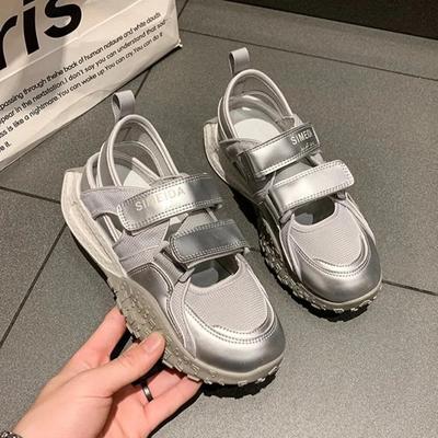 Zilveren casual schoenen voor dames Sneakers Mode holle sportsandalen Dames zachte leren plateau wandelschoenen Zapatos De Mujer