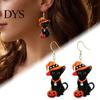 Charming Holiday Gift for Friends 1 Pair Halloween Black Cat Acrylic Earrings Women, Cute Decorative Costume Jewelry Parties with Wizard Hat