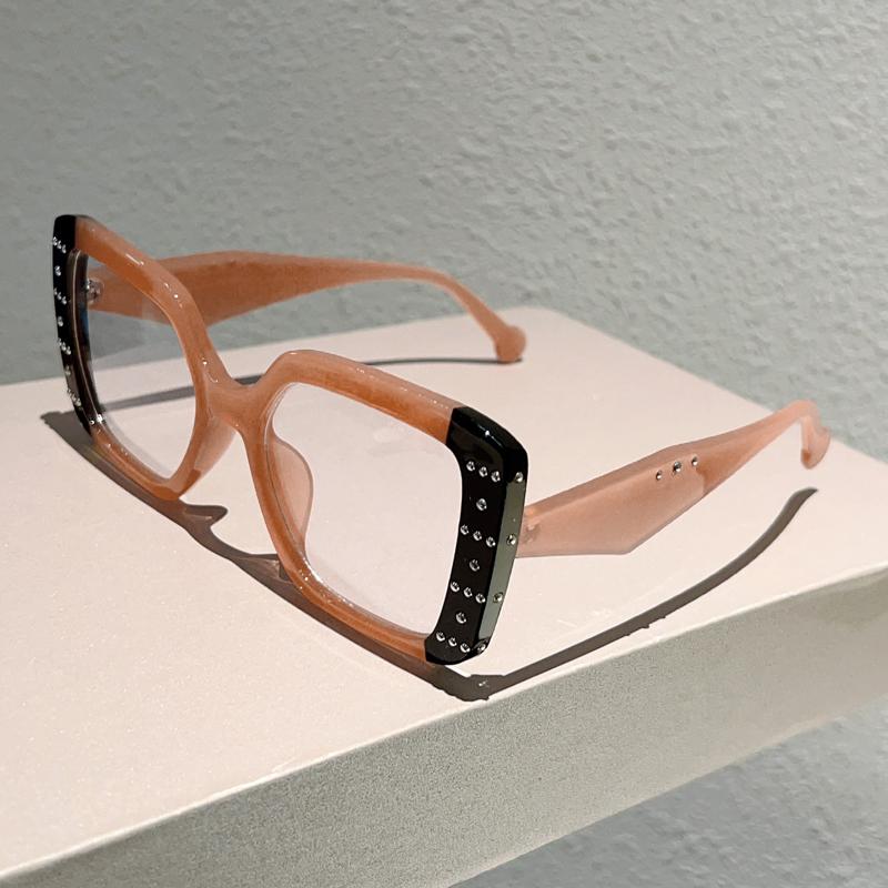 Oversized Square Glasses Women Fashion Patchwork Rim Blue Light Blocking Optical Frames  Stylish Design Decor Eyewear