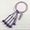 Umetake Women's 8-inch Soka Gakkai Prayer Beads with Purple PC Pearls and Purple Acrylic Crystals, Purple Odamaki Bonten