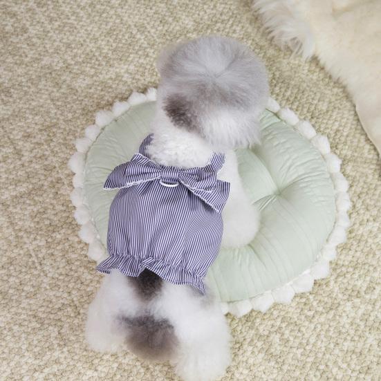 Pet Striped Dress Spring Summer Sleeveless Large Bow Small Dogs Cats Dress Breathable Pet Costume Outfit Apparel