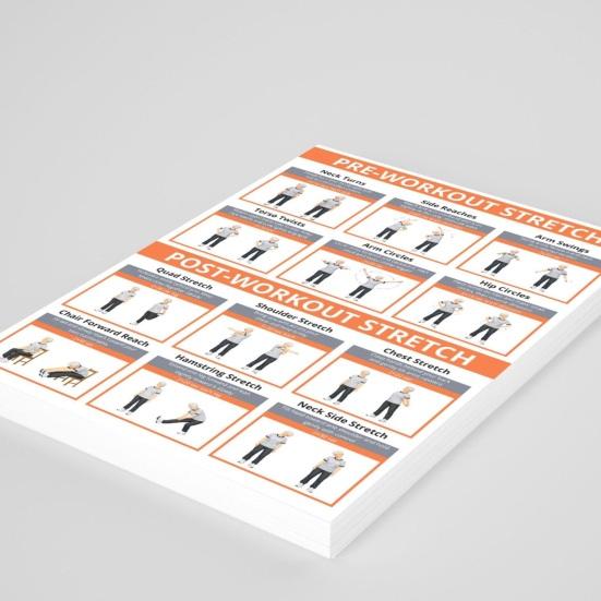 2 Stück Ganzkörper-Sitz-Dehnungs-Poster-Diagramm für Senioren Stuhl-Übungsroutine-Anleitung für Ältere Gelenkschonender Flexibilitäts-Trainingsplan