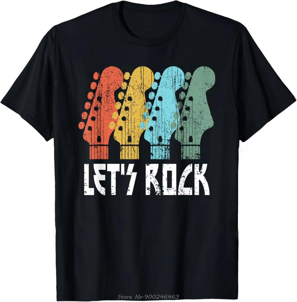 Lets Rock Electric Guitar Music Lover Band Guitarist Retro Women Men TShirt Summer Oversized Tshirt Fashion Causal T Shirt Tee
