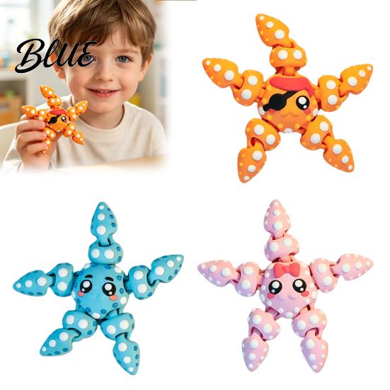 Starfish Hanging Ornament 3D Printed Articulated Figure Flexible Cartoon Fidget Joint Figure Toy Sea Animal for Desktop Decor Schoolbag Accessory