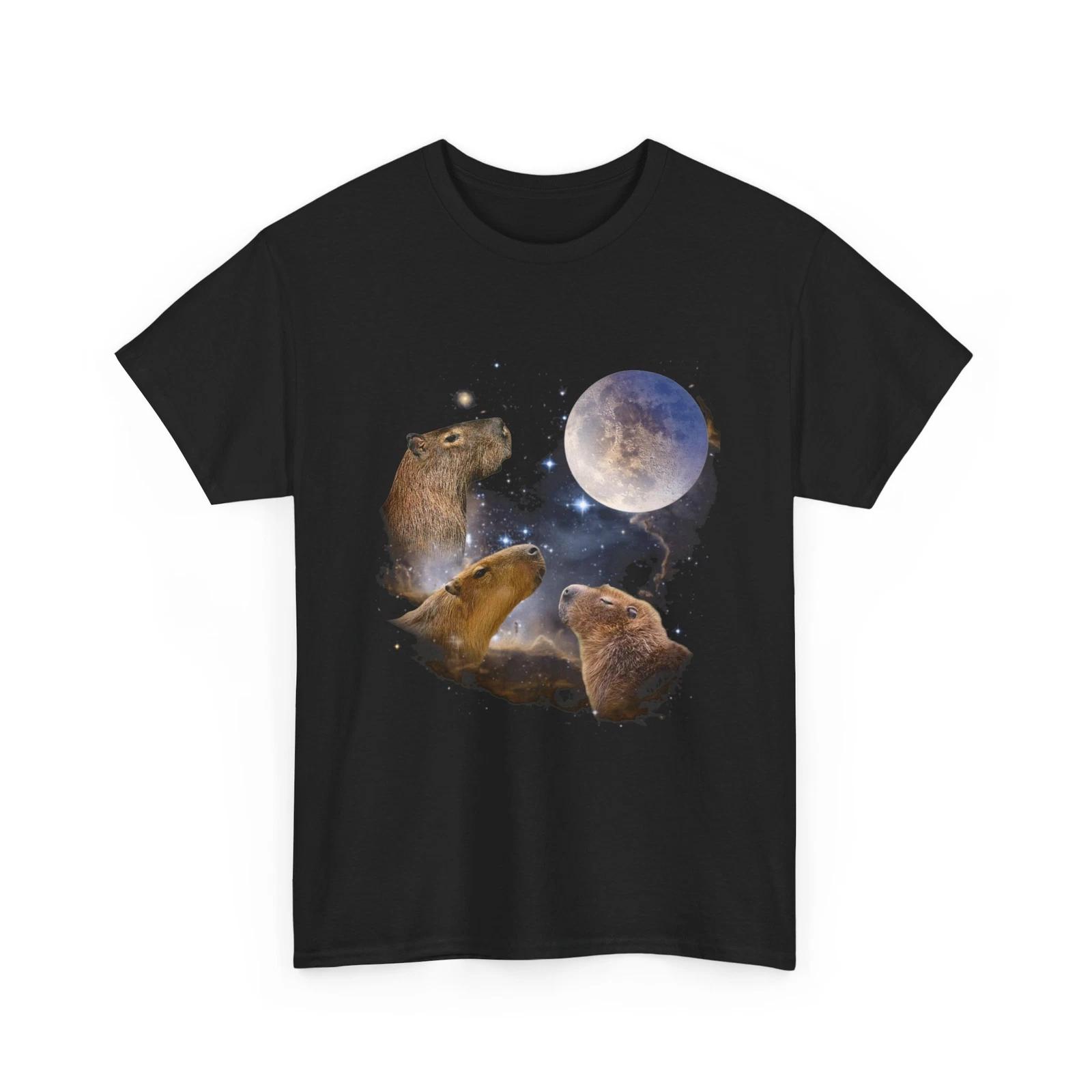 Capybara Shirt, Three Capybaras with Moon Rodent Capybara Lovers Shirt L
