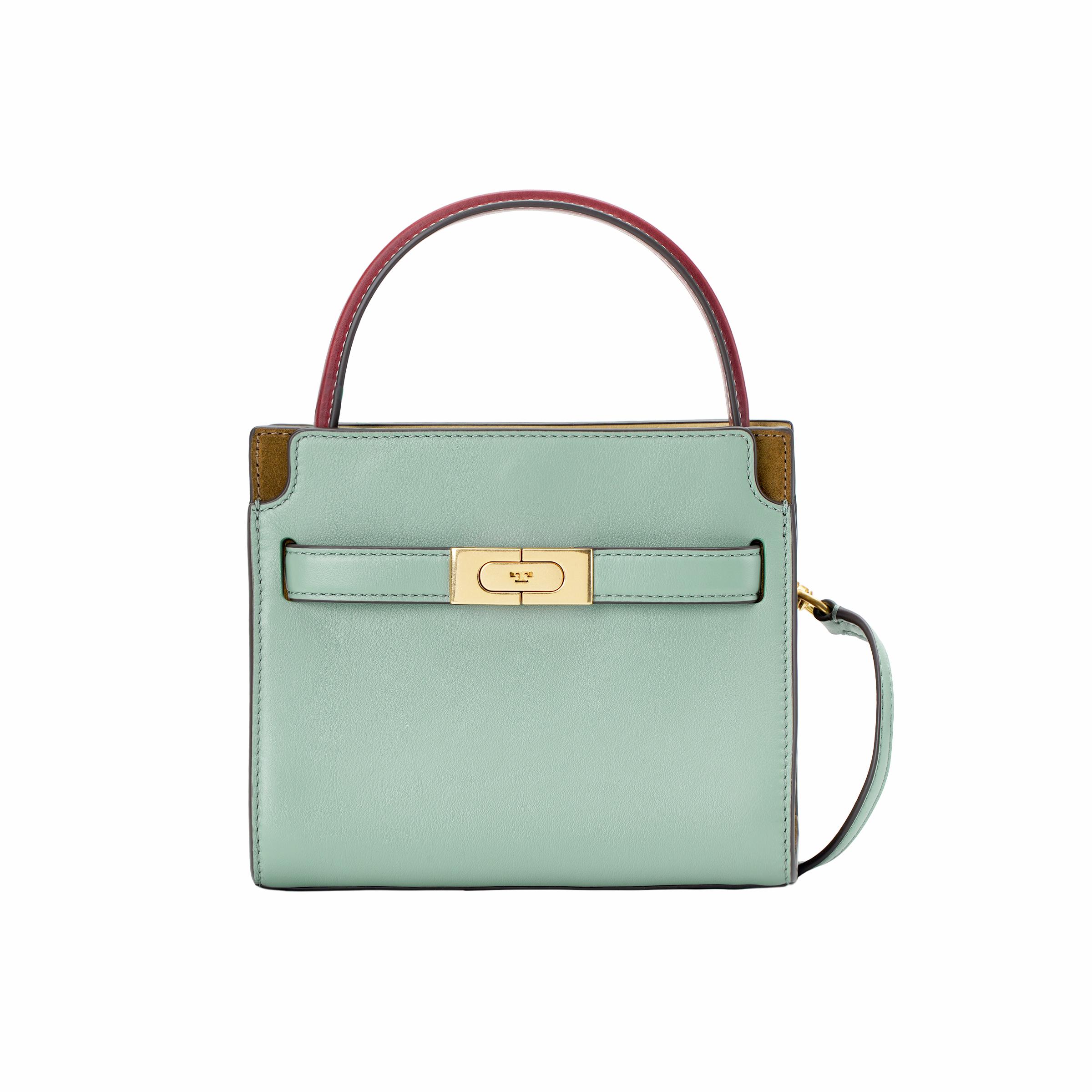 

Tory Burch Lee Radziwill Двошарова шкіряна сумка-тоут Міні Жіночі сумки Світло-блакитна 84567-331 Basic Set (Bag+Dust Bag)