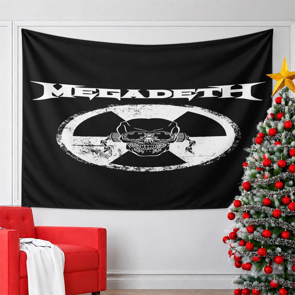 Megadeth Logo On Black Background Pattern Wall Hanging Tapestry Decorative Tapestry Home Decor for Bedroom and Living Room