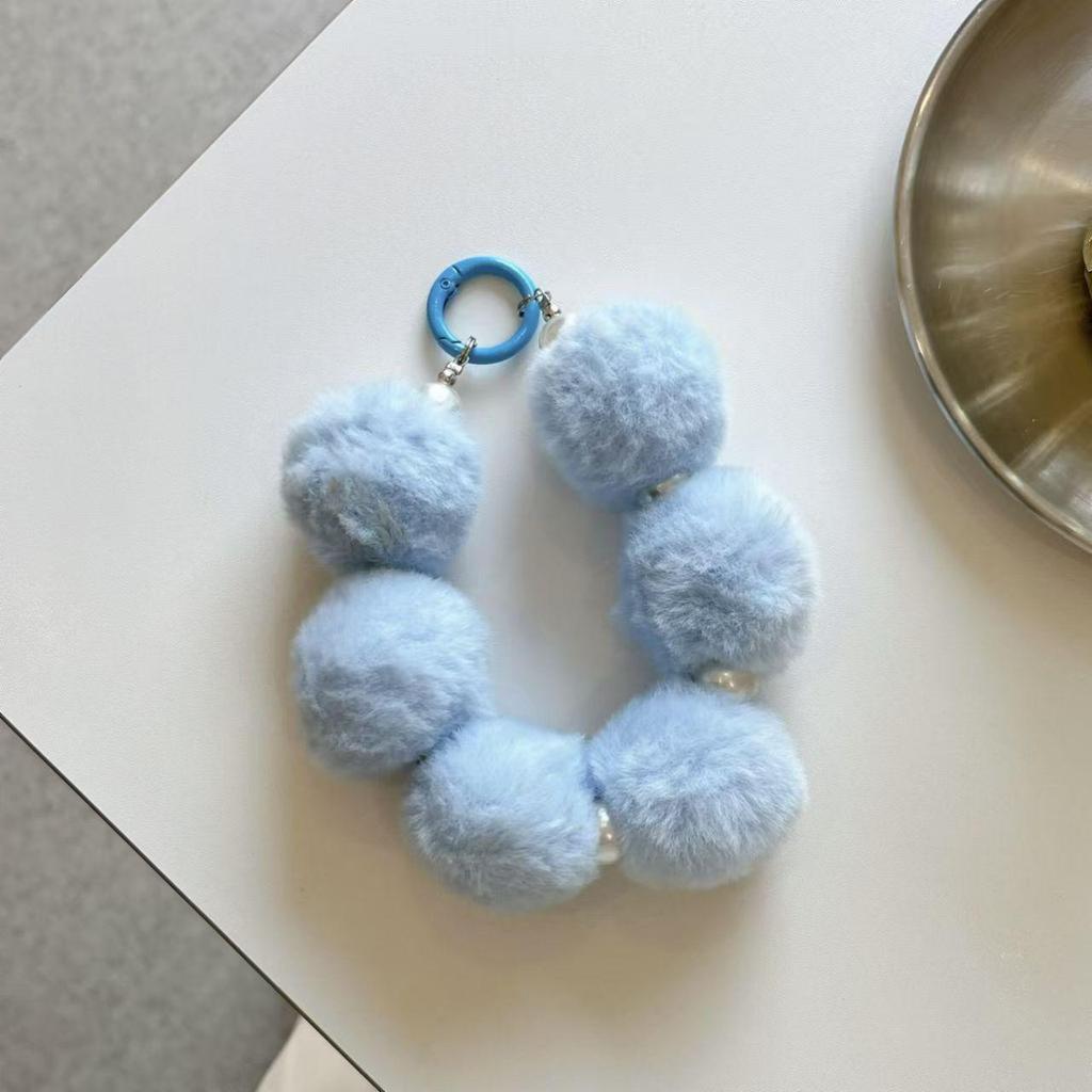 Plush Pompon Mobile Phone Charm & Bracelet Chain for Autumn/Winter